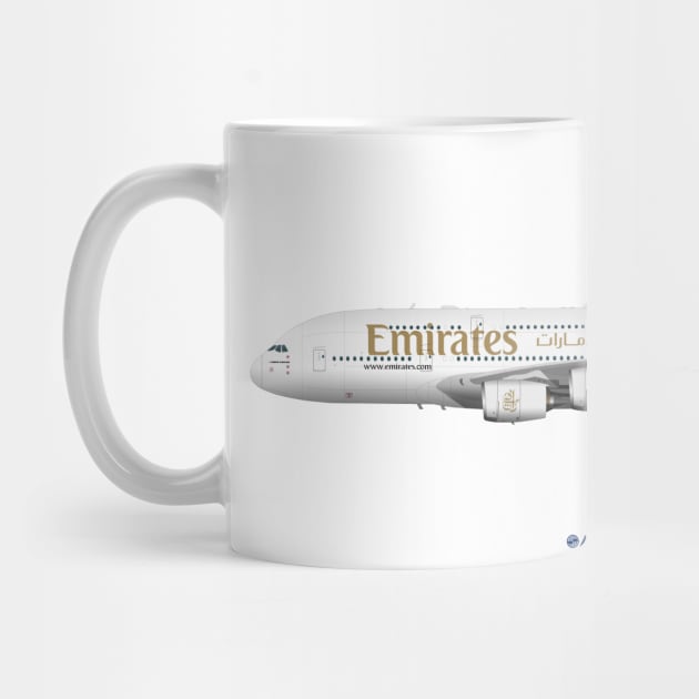 Illustration of Emirates Airbus A380 by SteveHClark